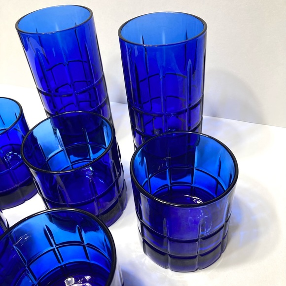 Vintage Cobalt Blue Anchor Hocking Tumbler and Rocks Cocktail Glass Set - Picture 3 of 9